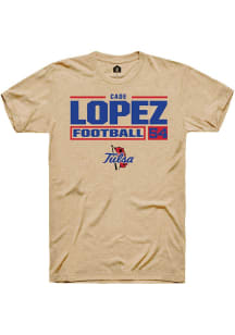 Cade Lopez Tan Tulsa Golden Hurricane NIL Stacked Box Short Sleeve T Shirt