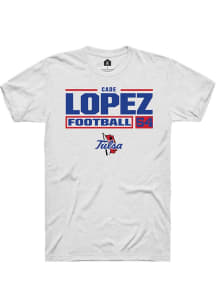 Cade Lopez White Tulsa Golden Hurricane NIL Stacked Box Short Sleeve T Shirt