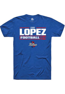 Cade Lopez Blue Tulsa Golden Hurricane NIL Stacked Box Short Sleeve T Shirt