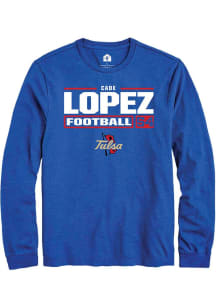 Cade Lopez Rally Mens Blue Tulsa Golden Hurricane NIL Stacked Box Tee