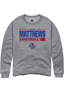 Caleb Matthews Rally Mens Graphite Tulsa Golden Hurricane NIL Stacked Box Crew Sweatshirt