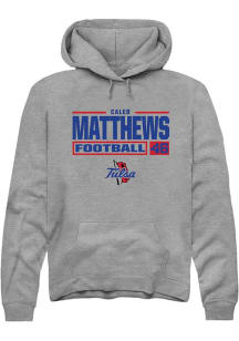 Caleb Matthews Rally Mens Graphite Tulsa Golden Hurricane NIL Stacked Box Hooded Sweatshirt
