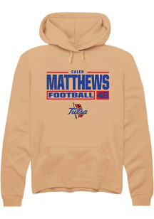 Caleb Matthews Rally Mens Gold Tulsa Golden Hurricane NIL Stacked Box Hooded Sweatshirt