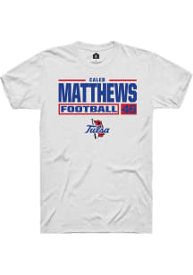 Caleb Matthews White Tulsa Golden Hurricane NIL Stacked Box Short Sleeve T Shirt