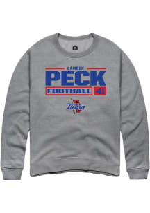 Camden Peck Rally Mens Graphite Tulsa Golden Hurricane NIL Stacked Box Crew Sweatshirt