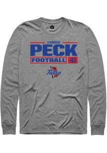 Camden Peck Rally Mens Graphite Tulsa Golden Hurricane NIL Stacked Box Tee