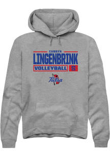 Camryn Lingenbrink Rally Mens Graphite Tulsa Golden Hurricane NIL Stacked Box Hooded Sweatshirt