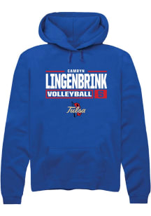 Camryn Lingenbrink Rally Mens Blue Tulsa Golden Hurricane NIL Stacked Box Hooded Sweatshirt