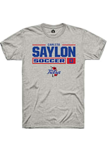 Carlito Saylon  Tulsa Golden Hurricane Ash Rally NIL Stacked Box Short Sleeve T Shirt