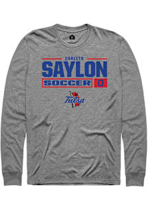 Carlito Saylon  Tulsa Golden Hurricane Graphite Rally NIL Stacked Box Long Sleeve T Shirt