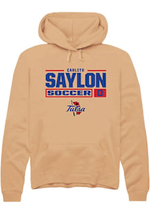 Carlito Saylon  Rally Tulsa Golden Hurricane Mens Gold NIL Stacked Box Long Sleeve Hoodie