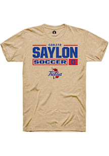 Carlito Saylon  Tulsa Golden Hurricane Tan Rally NIL Stacked Box Short Sleeve T Shirt