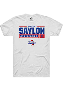 Carlito Saylon  Tulsa Golden Hurricane White Rally NIL Stacked Box Short Sleeve T Shirt