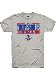 Chris Thompson Jr Ash Tulsa Golden Hurricane NIL Stacked Box Short Sleeve T Shirt