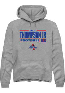 Chris Thompson Jr Rally Mens Graphite Tulsa Golden Hurricane NIL Stacked Box Hooded Sweatshirt