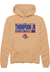 Chris Thompson Jr Rally Mens Gold Tulsa Golden Hurricane NIL Stacked Box Hooded Sweatshirt