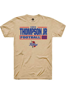 Chris Thompson Jr Tan Tulsa Golden Hurricane NIL Stacked Box Short Sleeve T Shirt