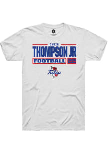 Chris Thompson Jr White Tulsa Golden Hurricane NIL Stacked Box Short Sleeve T Shirt