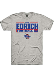 Cole Edrich Ash Tulsa Golden Hurricane NIL Stacked Box Short Sleeve T Shirt