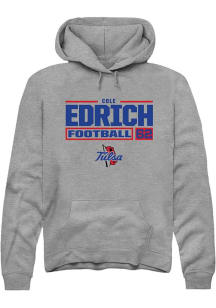 Cole Edrich Rally Mens Graphite Tulsa Golden Hurricane NIL Stacked Box Hooded Sweatshirt