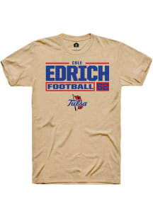 Cole Edrich Tan Tulsa Golden Hurricane NIL Stacked Box Short Sleeve T Shirt