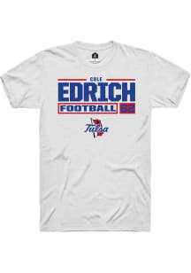 Cole Edrich White Tulsa Golden Hurricane NIL Stacked Box Short Sleeve T Shirt