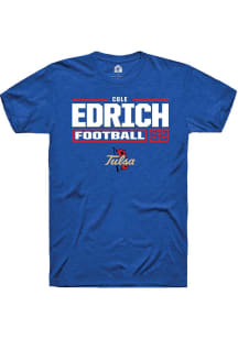 Cole Edrich Blue Tulsa Golden Hurricane NIL Stacked Box Short Sleeve T Shirt