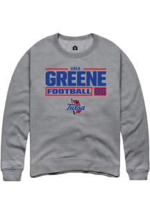 Cole Greene Rally Mens Graphite Tulsa Golden Hurricane NIL Stacked Box Crew Sweatshirt