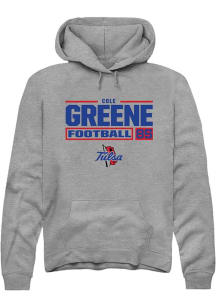 Cole Greene Rally Mens Graphite Tulsa Golden Hurricane NIL Stacked Box Hooded Sweatshirt