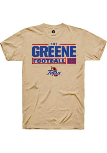 Cole Greene Tan Tulsa Golden Hurricane NIL Stacked Box Short Sleeve T Shirt