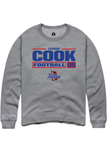 Connor Cook Rally Mens Graphite Tulsa Golden Hurricane NIL Stacked Box Crew Sweatshirt