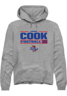 Connor Cook Rally Mens Graphite Tulsa Golden Hurricane NIL Stacked Box Hooded Sweatshirt