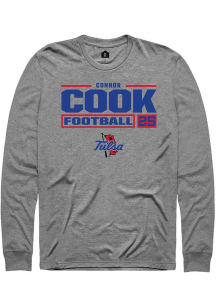 Connor Cook Rally Mens Graphite Tulsa Golden Hurricane NIL Stacked Box Tee