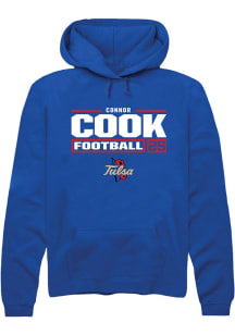 Connor Cook Rally Mens Blue Tulsa Golden Hurricane NIL Stacked Box Hooded Sweatshirt