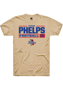 Connor Phelps Tan Tulsa Golden Hurricane NIL Stacked Box Short Sleeve T Shirt