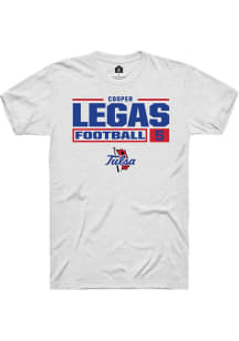 Cooper Legas White Tulsa Golden Hurricane NIL Stacked Box Short Sleeve T Shirt