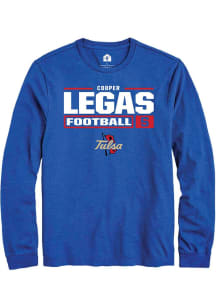 Cooper Legas Rally Mens Blue Tulsa Golden Hurricane NIL Stacked Box Tee