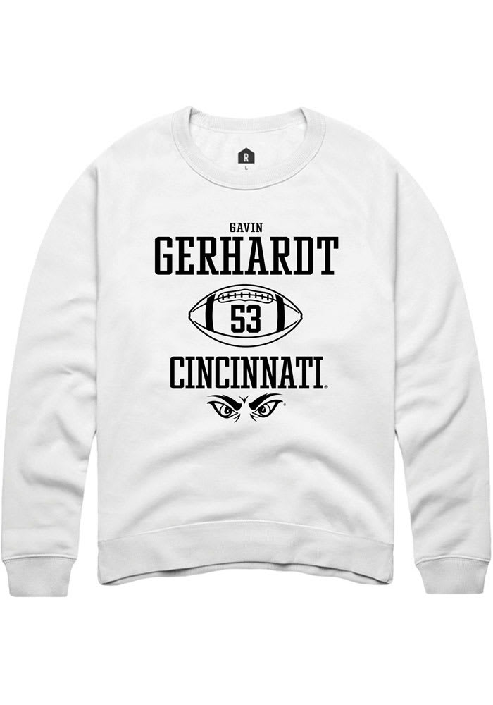 Gavin Gerhardt Rally Cincinnati Bearcats Mens White NIL Sport Icon Long Sleeve Crew Sweatshirt