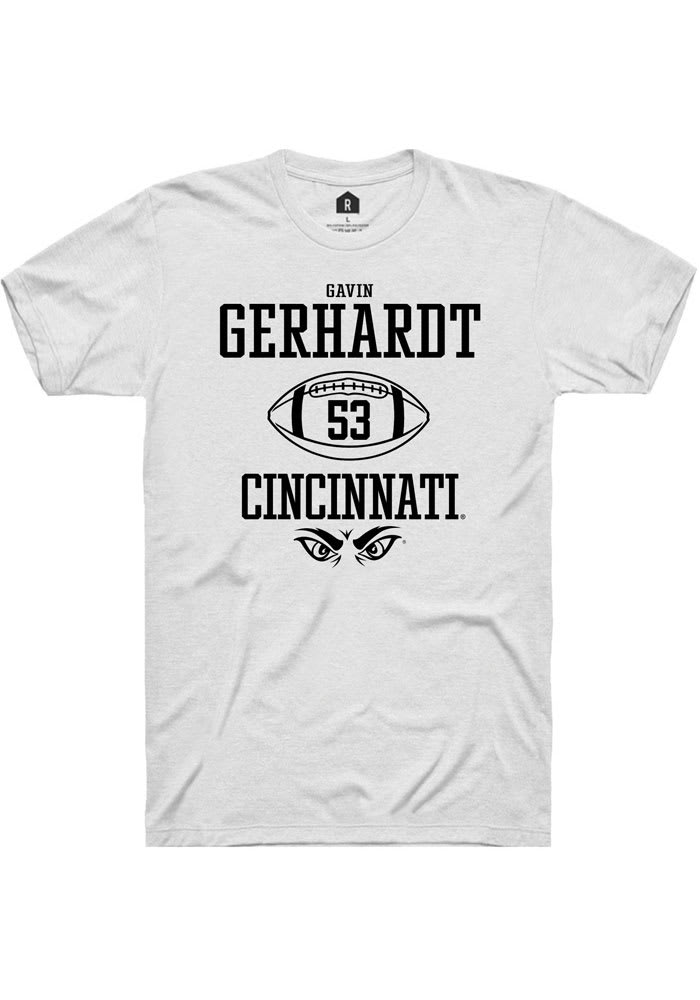 Gavin Gerhardt Cincinnati Bearcats White Rally NIL Sport Icon Short Sleeve T Shirt