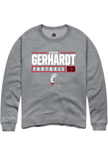 Gavin Gerhardt Rally Mens Graphite Cincinnati Bearcats NIL Stacked Box Crew Sweatshirt