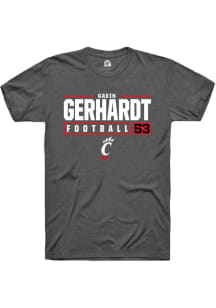 Gavin Gerhardt  Cincinnati Bearcats Dark Grey Rally NIL Stacked Box Short Sleeve T Shirt