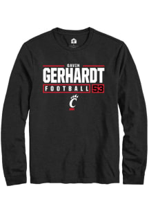 Gavin Gerhardt  Cincinnati Bearcats Black Rally NIL Stacked Box Long Sleeve T Shirt