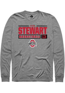 Sean Stewart Rally Mens Graphite Ohio State Buckeyes NIL Stacked Box Tee