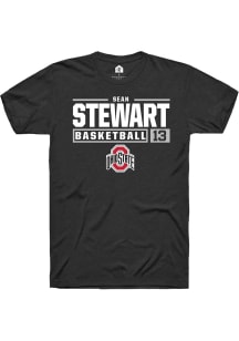 Sean Stewart Black Ohio State Buckeyes NIL Stacked Box Short Sleeve T Shirt