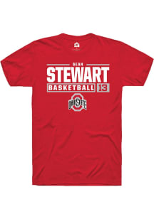 Sean Stewart Red Ohio State Buckeyes NIL Stacked Box Short Sleeve T Shirt