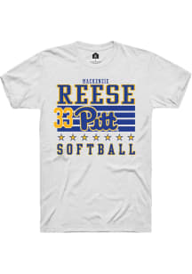 Mackenzie Reese White Pitt Panthers NIL Striped Short Sleeve T Shirt
