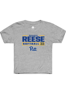 Mackenzie Reese Rally Youth Grey Pitt Panthers NIL Stacked Box Short Sleeve T-Shirt