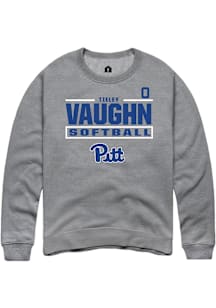 Tieley Vaughn  Rally Pitt Panthers Mens Graphite NIL Stacked Box Long Sleeve Crew Sweatshirt