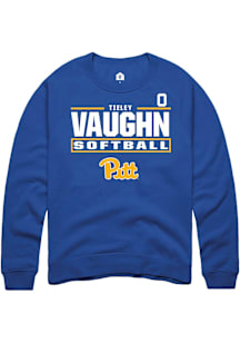 Tieley Vaughn  Rally Pitt Panthers Mens Blue NIL Stacked Box Long Sleeve Crew Sweatshirt