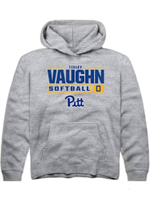 Tieley Vaughn  Rally Pitt Panthers Youth Grey NIL Stacked Box Long Sleeve Hoodie